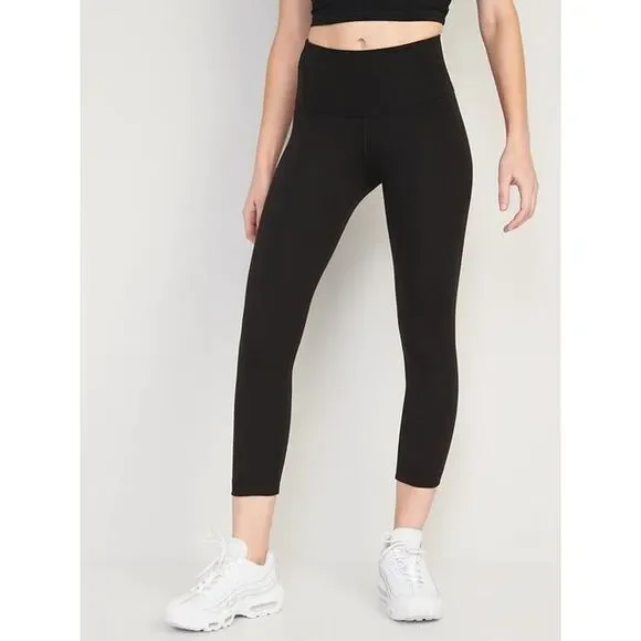 Large Tall Compression Active Wear Women Mid Rise Yoga Leggings Black Old Navy